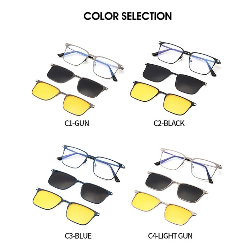 KANSEPT Titanium 3 In 1 Magnet Clip Optical Myopia Glasses For Men Polarized Sunglasses Hyperopia Prescription Reading Glasses