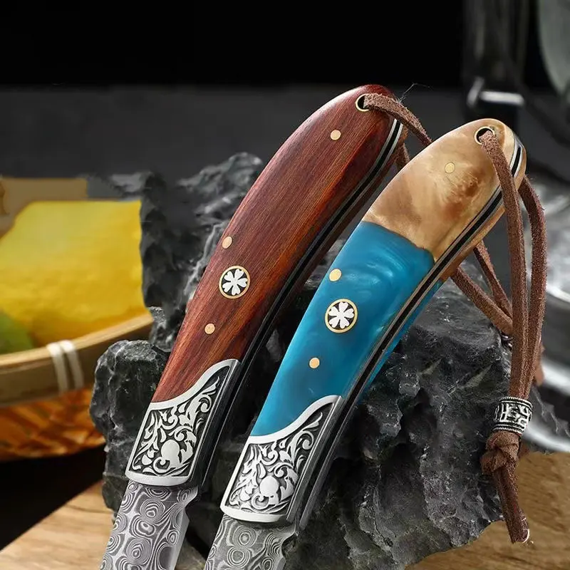 Damascus Steel folding knife Fruit Knife Camping outdoor multi-purpose knife