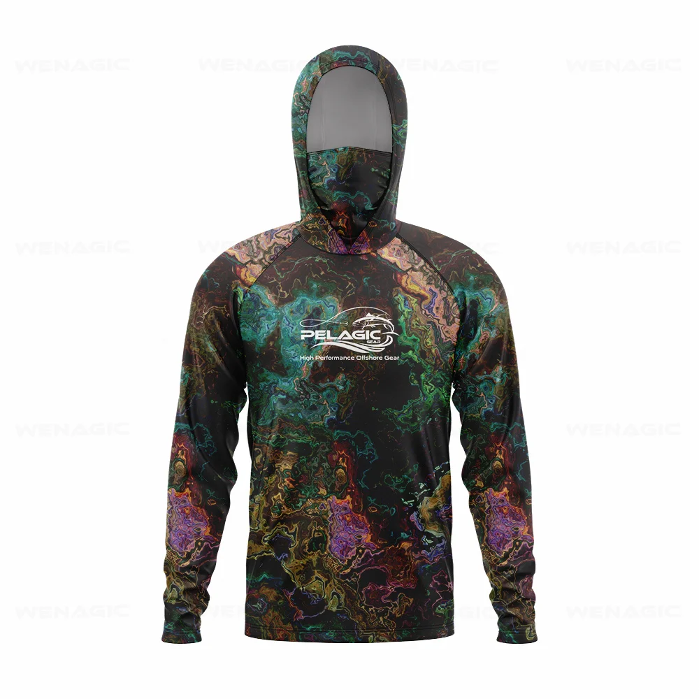 pelagic gear Men Hood Fishing Shirt long sleeve Fishing clothing fishing t shirt uv protection fishing shirt Fishing Apparel - Image 3
