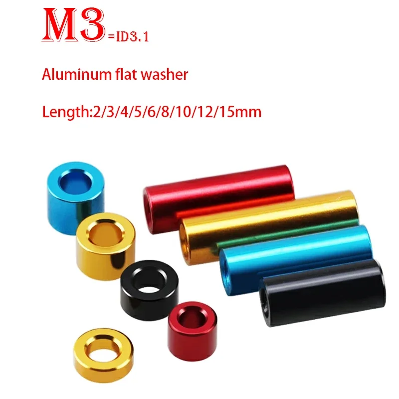 10pcs Aluminum flat washer M3 Round hollow No Thread standoff spacer aluminum Bushing gasket Sleeve for RC Parts