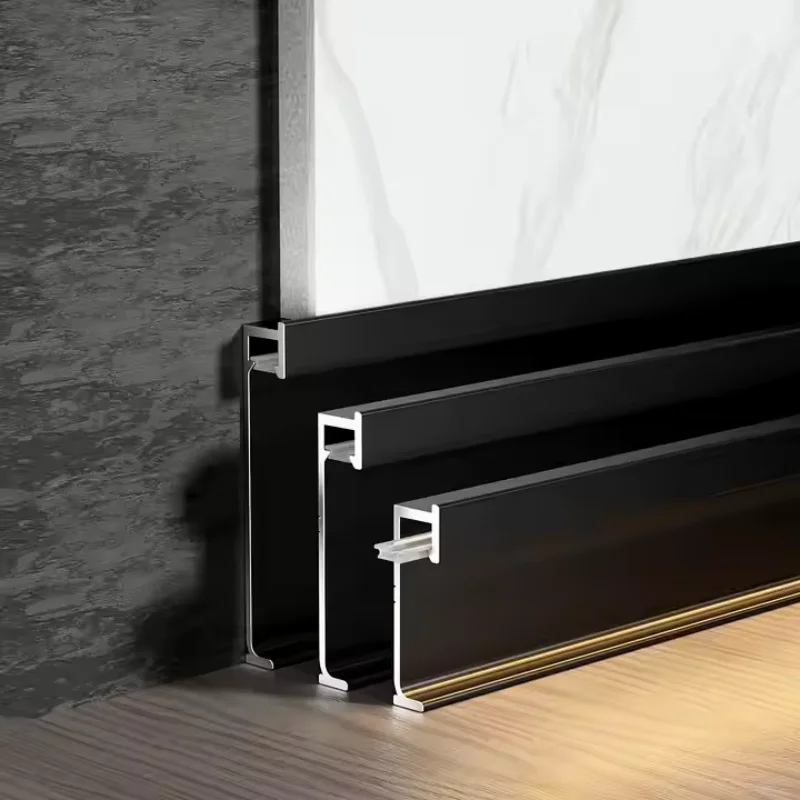 

H40/60/80mm Recessed LED Skirting board Line Aluminum Profile Base Board With Backlight Channel PC Cover Decor Bar Strip Light