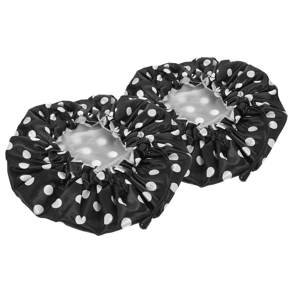 

2Pcs Waterproof Shower Caps for Women Large Size Bath Sauna Hat Reusable Elastic Protection Shower Hats