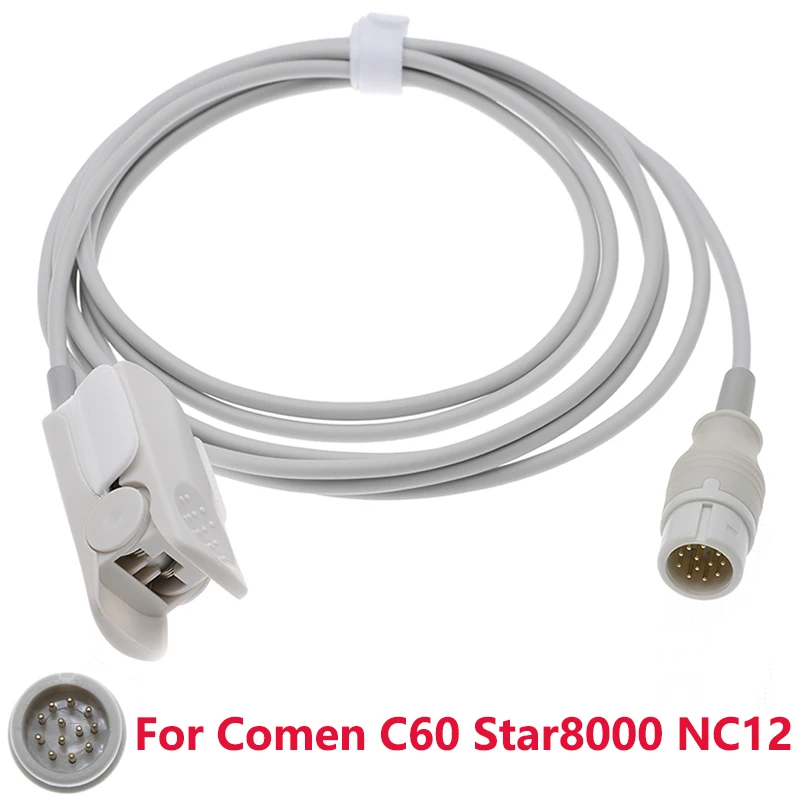 

Compatible With Spo2 Sensor of Comen C60 Star8000 Monitor Oximetry Cable Reusable Accessories Adult/Child/Finger/Ear 12pin 3m