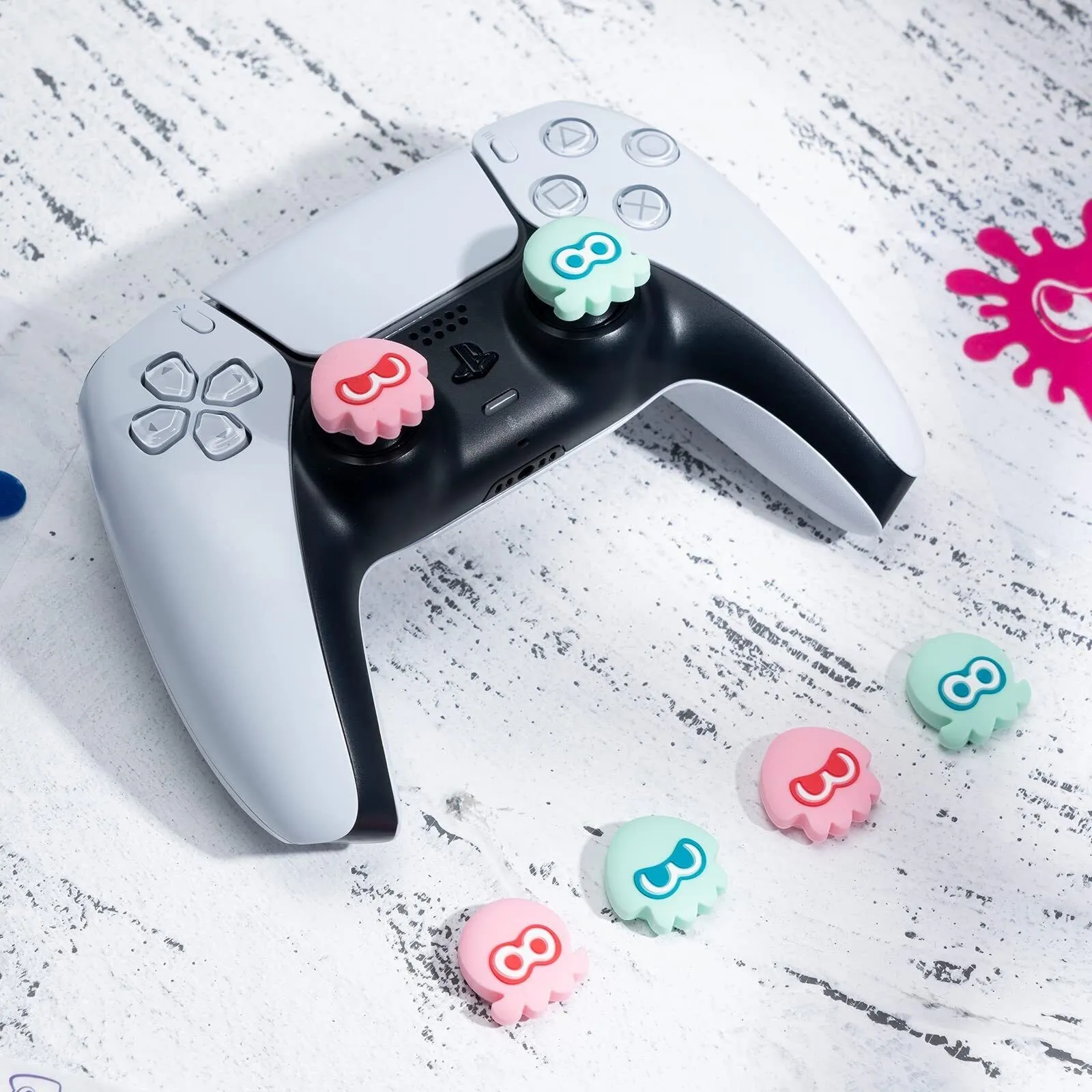 Колпачки MONCON для захвата большого пальца, 4 шт., для Switch/Lite/OLED/PS4/PS5/NSPRO джойстика, совместимы с игрой Splatoon, мягкий силиконовый осьминог