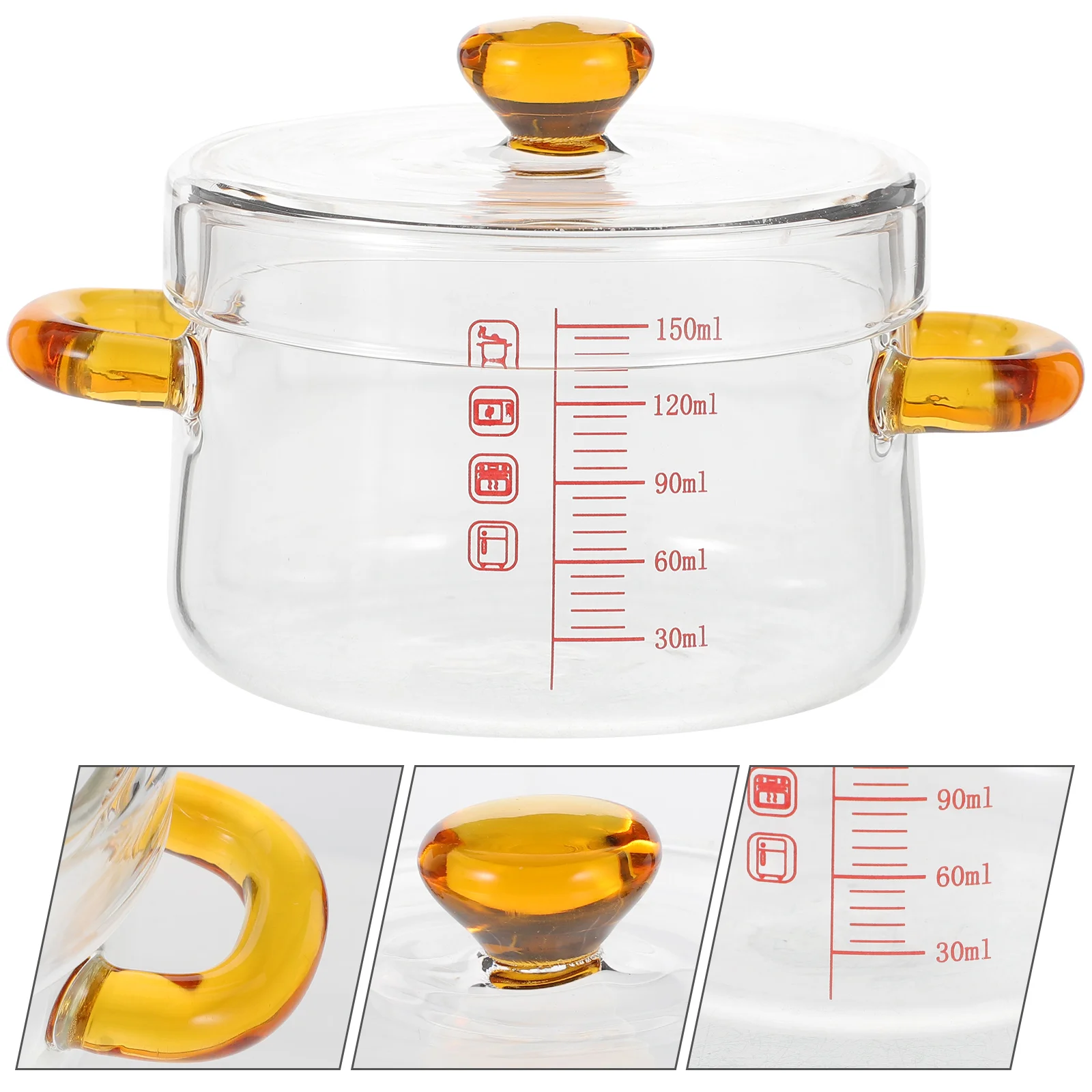 

Double eared Glass Steamed Bowl Stew Pot Heat Resistant Transparent High Borosilicate Kitchen Cooking Utensil For Steaming