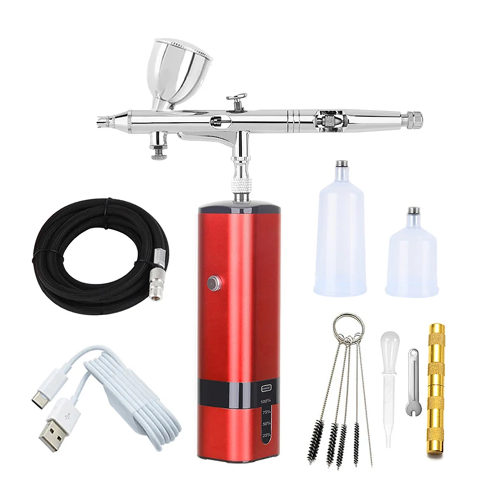 Multi-Functional Airbrush Compressor Kit With Rechargeable Air Brush Upgraded Oxygen Bubble Therapy Injector Facial Machine