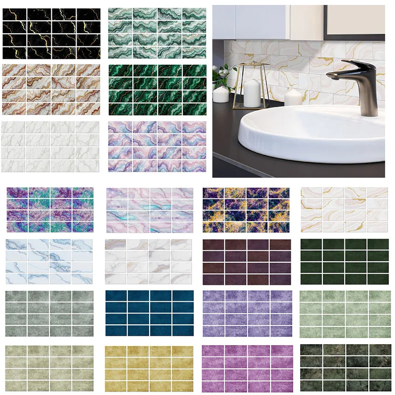 16PCS DIY Self-adhesive Wall Tile Stickers Suitable for Kitchen And Bathroom Splash Proof Decoration Waterproof Wallpaper