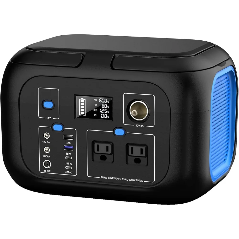 Portable Power Station 600W Power Bank 296Wh Solar Generator Lithium Battery Portable Generator