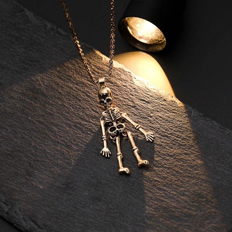 2Pcs Friendship Skeleton Skull Necklaces BFF Jewlery Halloween Skull Necklace for Best Friends Bestie Sister Couples