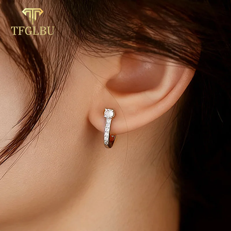 

TFGLBU новые серьги-гвоздики Tess Past 6,5 мм с муассанитом или женские блестящие свадебные серьги из 100% стерлингового серебра 925 пробы с бриллиантами, ювелирные изделия, подарок