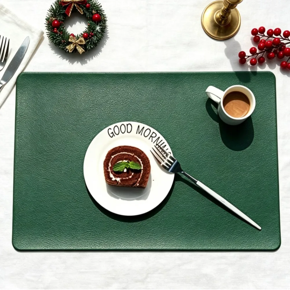1/4/6PCS Heat Resistant Leather PU Placemats for Home Kitchen Cafe Bar Washable Indoor Outdoor Place Mat Christmas Gift