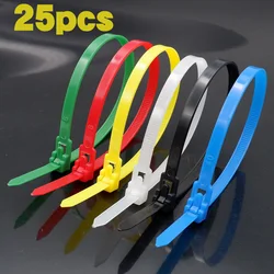 25pcs Plastic Cable Zip Ties Reusable Zip Ties 5x150 5x200 5x300 8x150 8x200 8x300 8x400 8x500 8x600 Plastic Fasteners