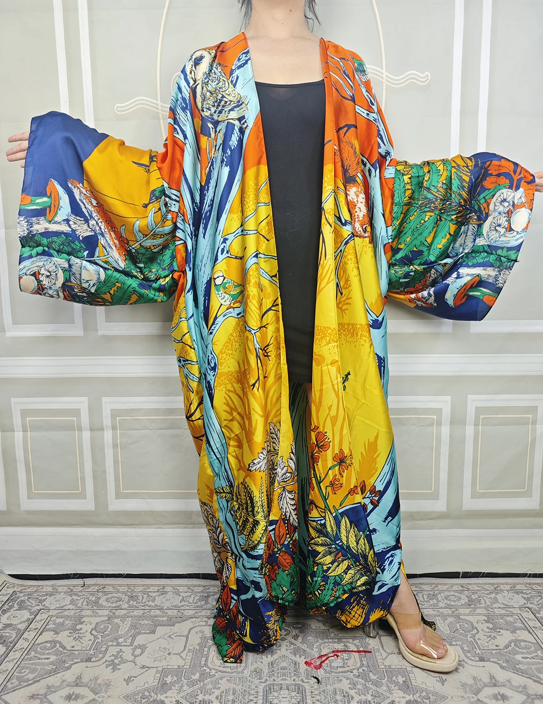 

Boho Chic Plus Size Kimono Cardigan - Fashion Women Print, Lightweight Summer Beach Cover-Up,, Women's Casual Poncho Dress