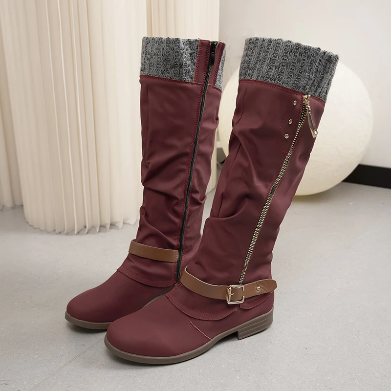 Women's Round Head Warm Skin-friendly Comfortable Leisure High Boots 2026 Autumn and Winter New Side Zipper Design Riding Boots