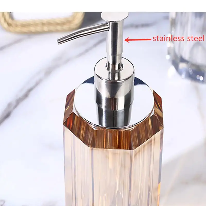 1pc Light Luxury Liquid Soap Dispenser Crystal Transparent Shower Gel Shampoo Dispensing Bottle Container Bathroom Accessories