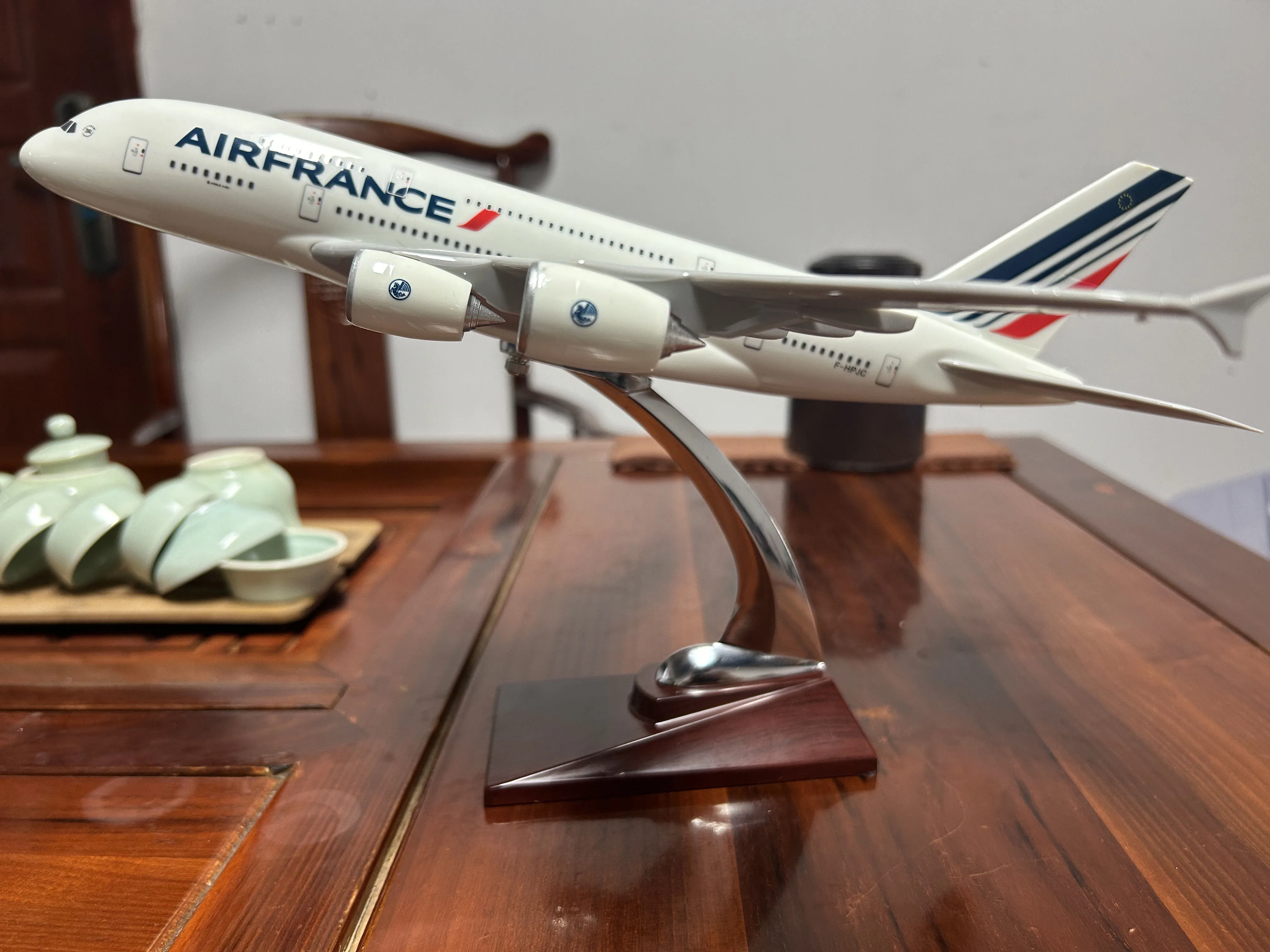 A380 French 36CM Die Cast Metal Aircraft Model and Skyplane Model Aircraft Alloy Display and Collection Gifts for Enthusiasts