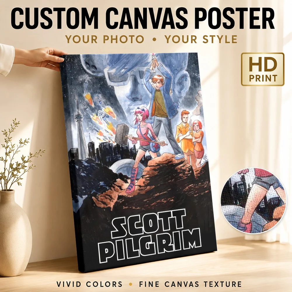 Scott Pilgrim Comic Book Cover Art Canvas Print Poster Personalized Photo Gaming Anime Wall Paintings Decoration for Game Room