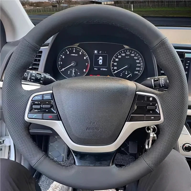 For Custom modern leading hand-stitched steering wheel cover; Hyundai Yena anti-slip and wear-resistant full-wrap handle cover