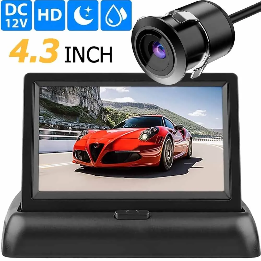 

4.3 in Foldable 1.85mm LCD Backup Camera Monitor Rear View Parking System Night Vision