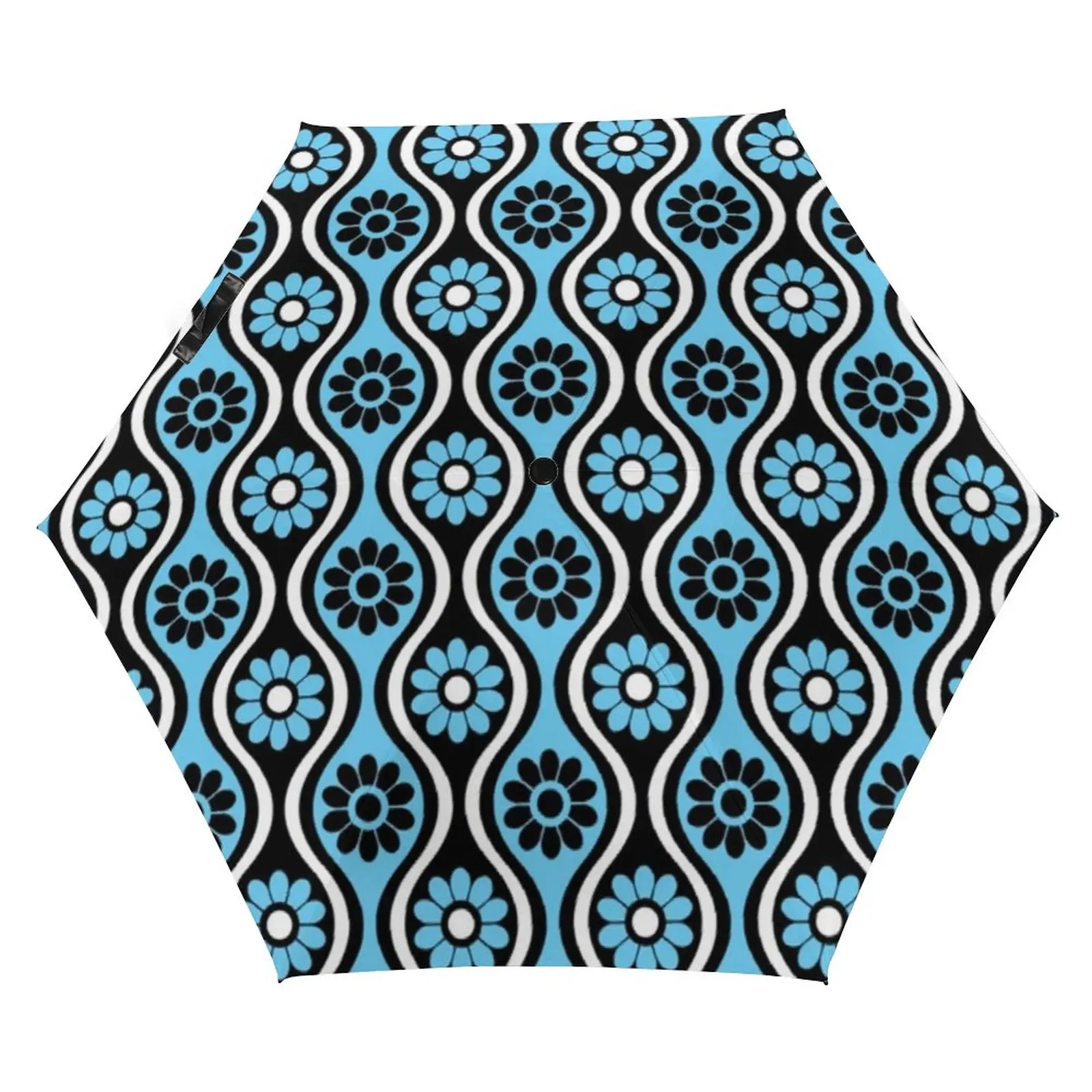 

Retro 70S Design 3 Fold Manual Umbrella African Print Portable Pocket Umbrella Wind Resistant Umbrellas for Men Women
