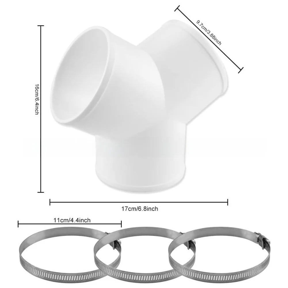 Hvac System Three Way Pipe Fitting Plastic Duct Connector Flexible Connection Design Adjustable Hoop Clamps Tool Free Assembly