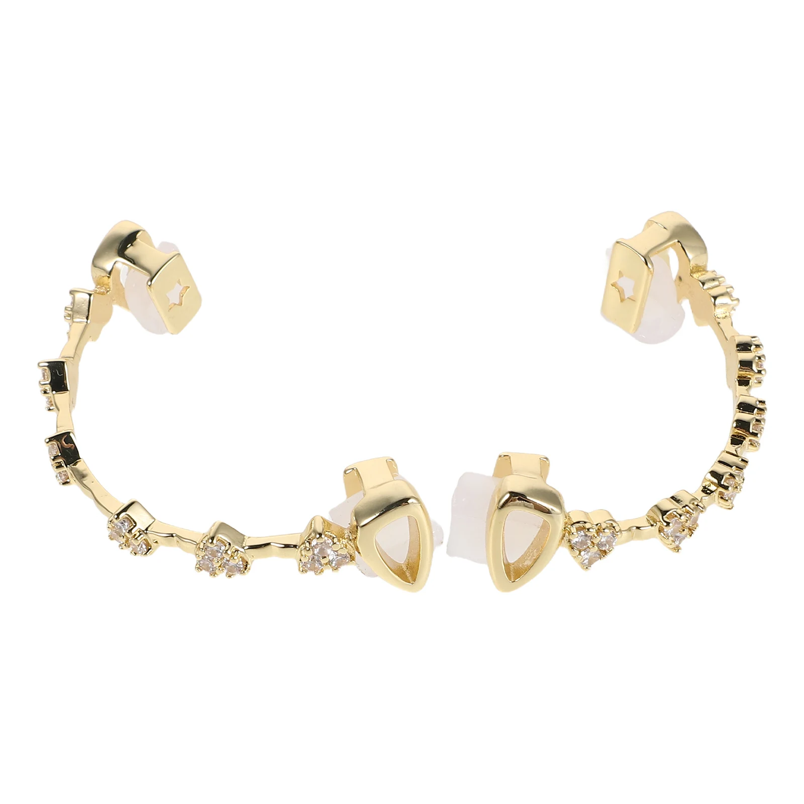 

1 set Fashion Rhinestone Teeth Grill Gold Plated Slim Design Comfortable Fit Rapper Party Costume Fancy Dress Accessory