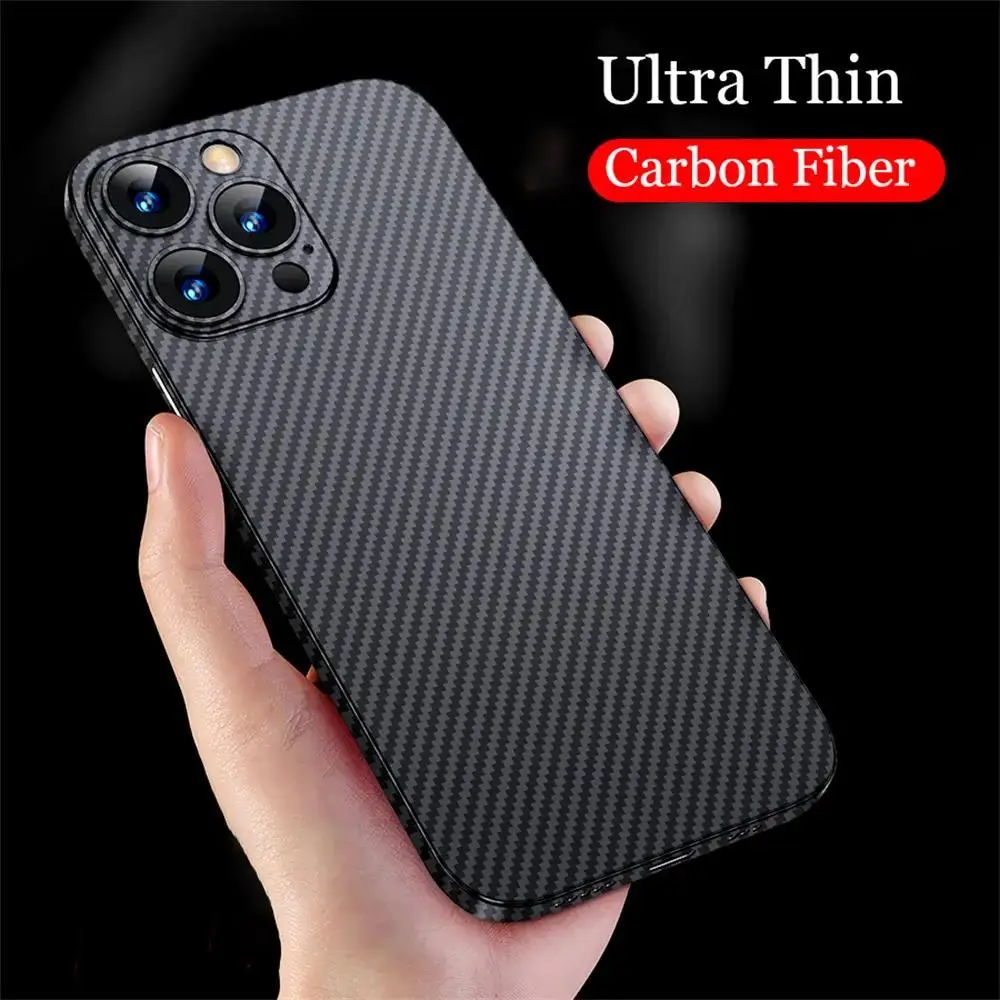 Carbon Fiber Pattern Matte Case For iPhone 15 Pro 14 13 12 Mini 11 Pro Xs Max XR X 6 6s 7 8 Plus SE 0.3mm PP Luxury Back Cover