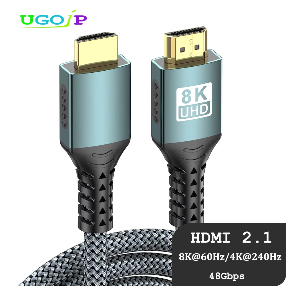 UGOJP HDMI 2.1 Cable 8K 60Hz 4K 240Hz 48Gbps 8K HDMI to HDMI Cable for TV Monitor PS5 Xbox Laptop Projector