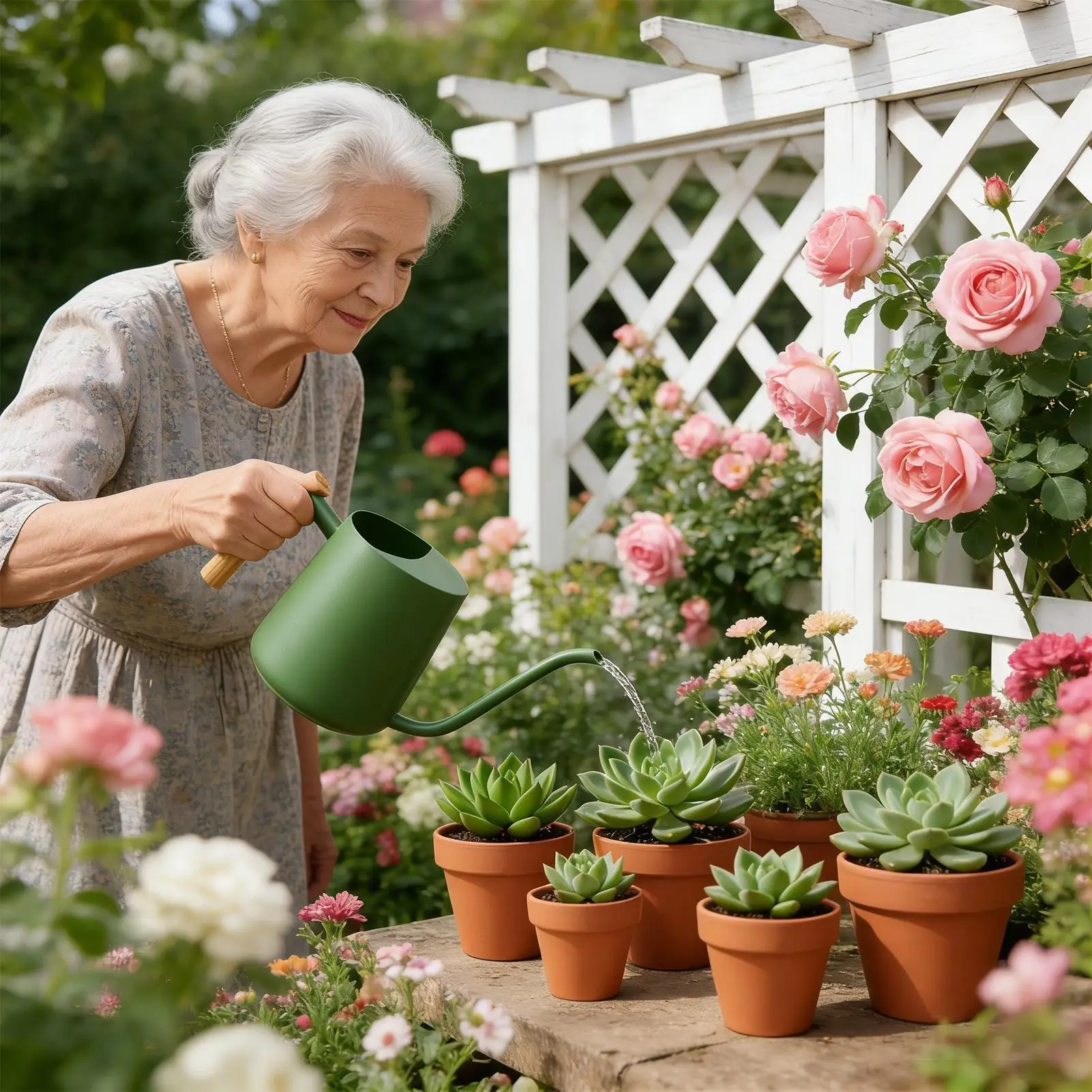 

Watering Can Outdoor 1000ml Metal Stainless Steel Gardening Tool Garden Flower Watering Can For Home Office Balcony Indoor