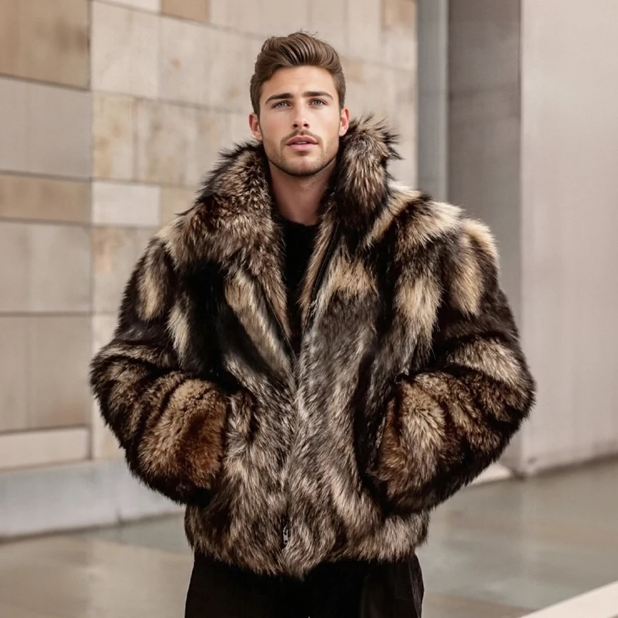 

Real Fur Jackets Men's Raccoon Coat Winter Full Skin Natural Fur Bomber Jacket Luxury Short Winter Coat High Quality Warm