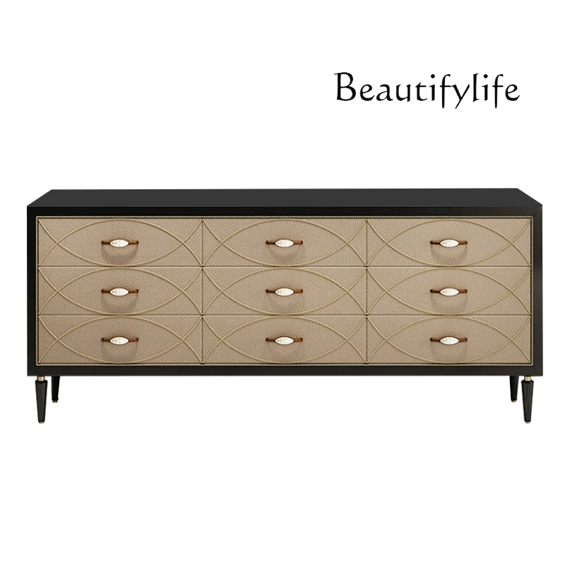 

American neoclassical entrance cabinet solid wood high modern TV cabinet living room light luxury decoration