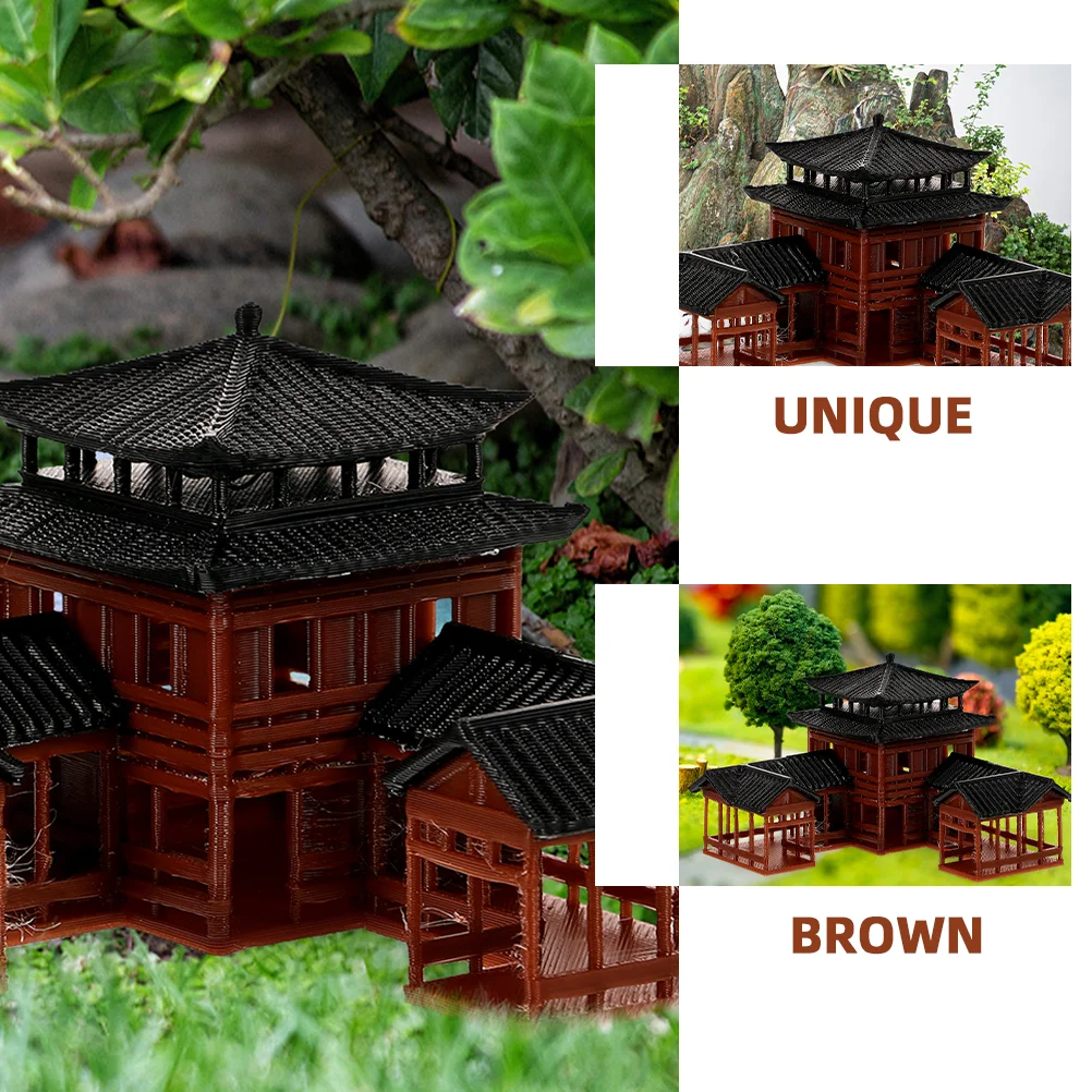 Modello di edificio antico Mini accessori da giardino asiatici Decorazioni per esterni giapponesi Ornamenti bonsai in plastica