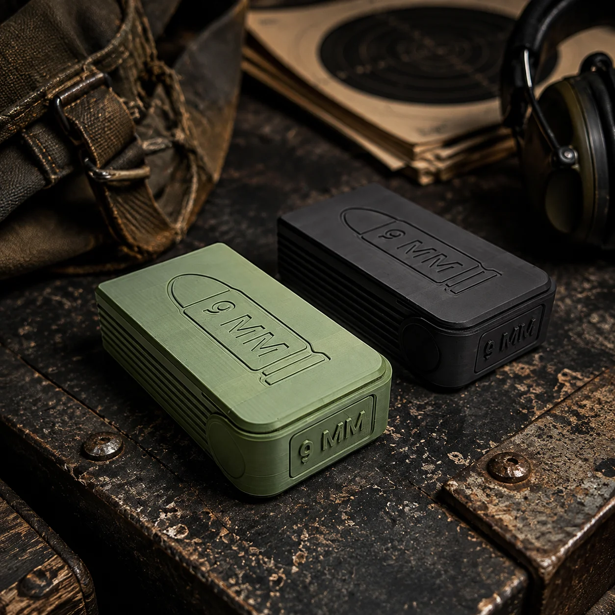 9mm Ammo Storage Box 50-Round Capacity Drawer Design Portable Shooting Range Gear for Shooting, Hunting, and Ammo Storage