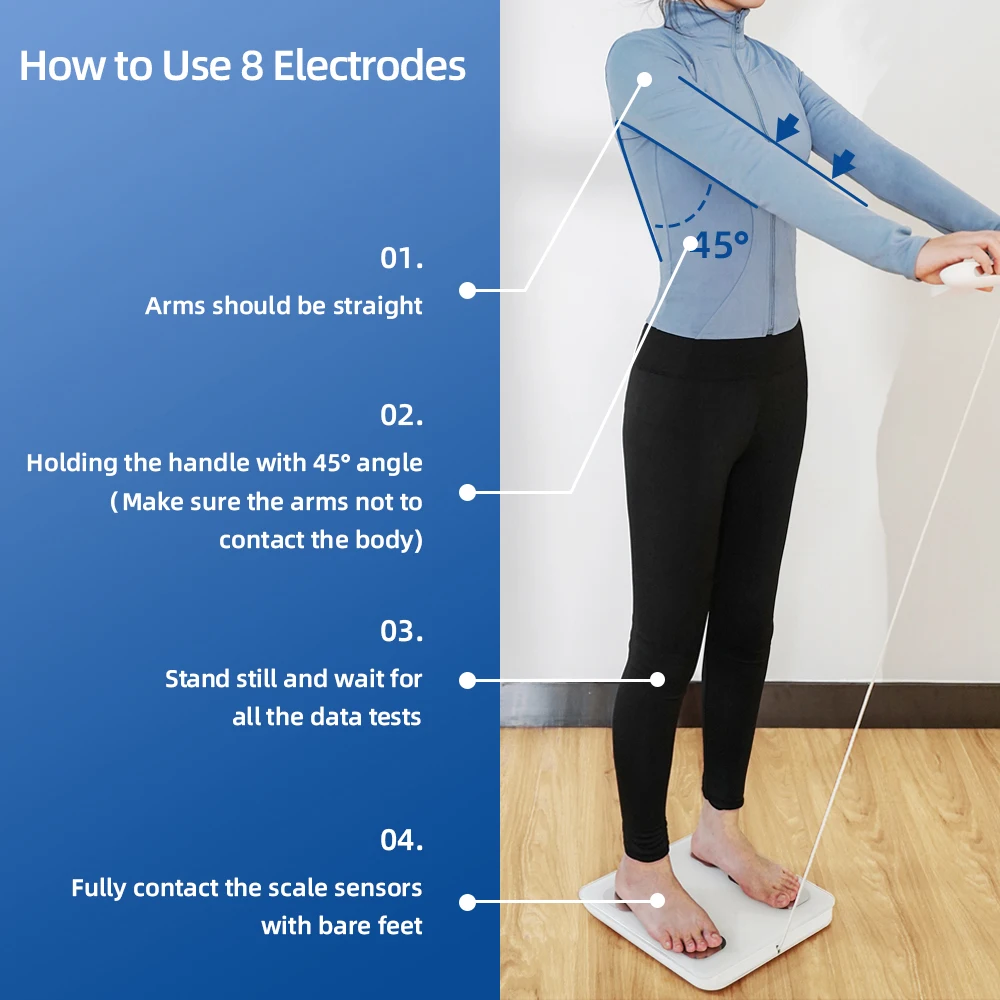 2023 Smart Bioimpedance Scale 8 Electrodes BMI Body Fat Scale Body Weight Scale Professional Body Composition Scale Rechargeable