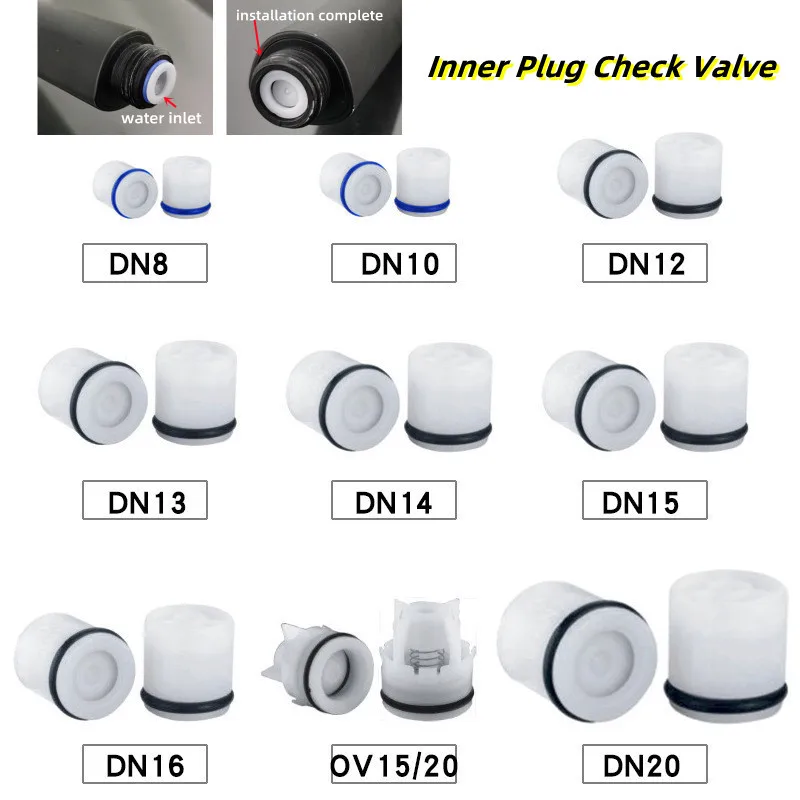 1PCS Plastic Inner Plug Check Valve Single Shower Head Valve Kitchen Bathroom One Way Water Control Connector Replacement Parts