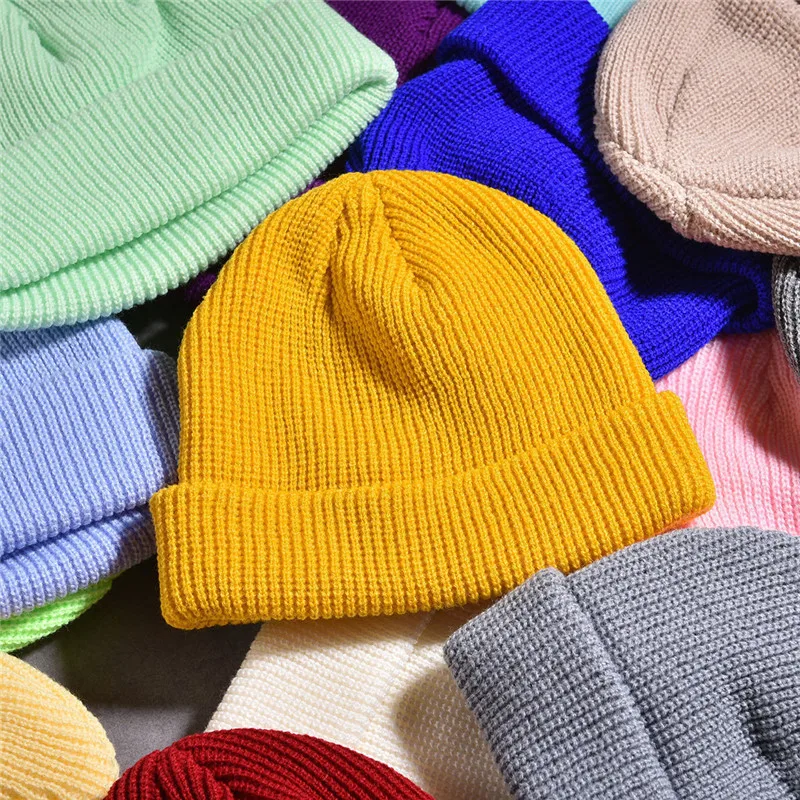 Fashion Hip Hop Beanie Knitted Hat Men Skullcap Women Winter Warm Brimless Baggy Melon Cap Cuff Docker Fisherman Beanies Hats