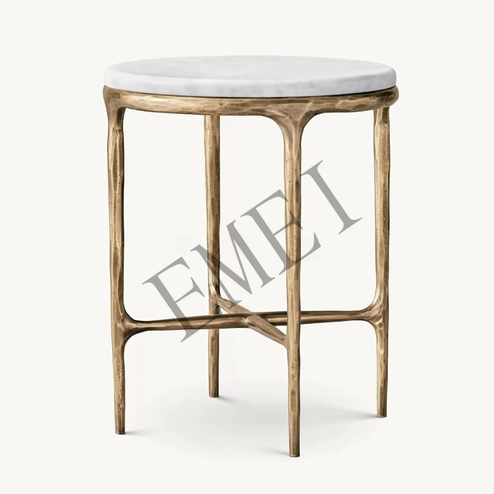Modern Handmade Forged Solid Metal Durable Side Table Living Room Furniture Round