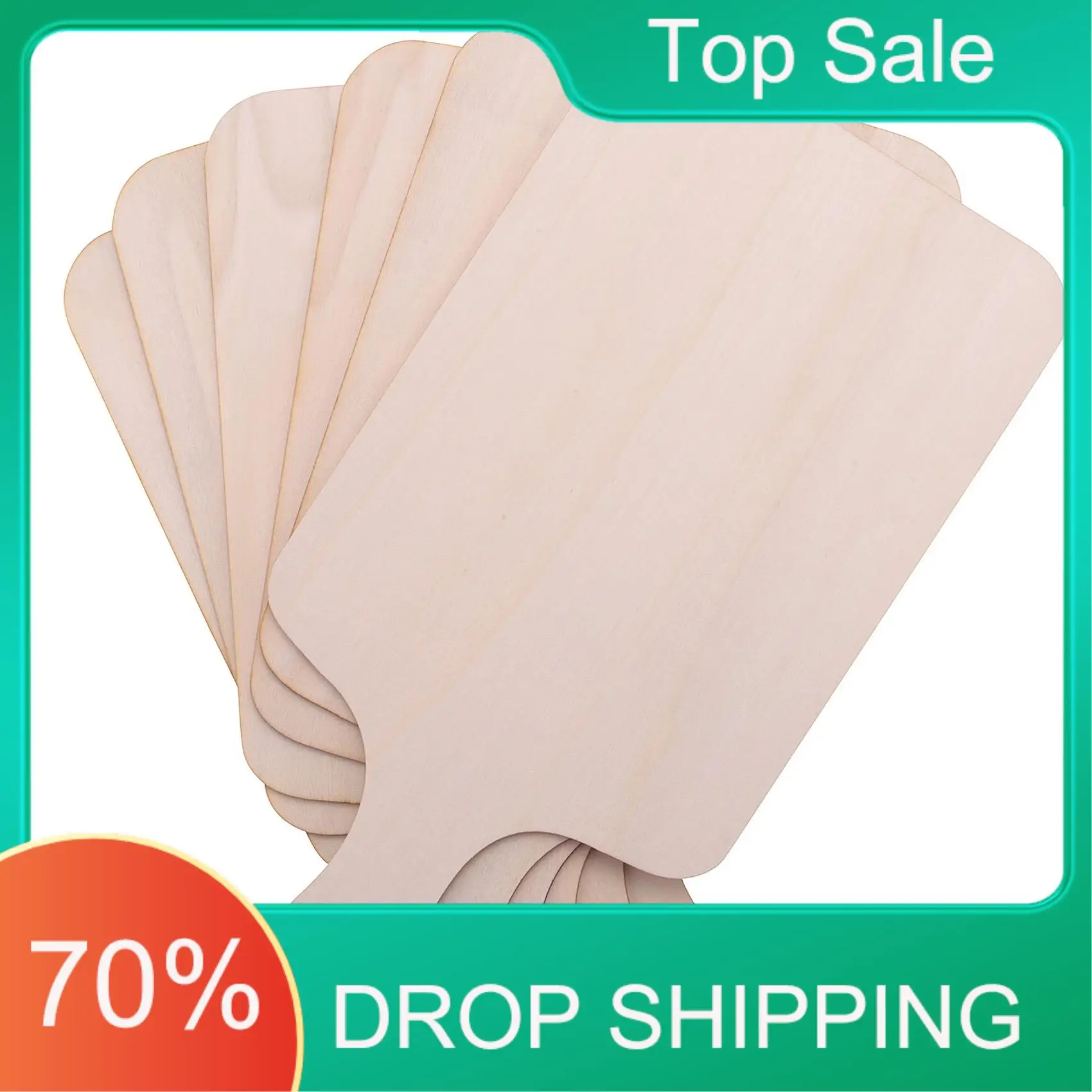 AT03 Top 6 Pieces Christmas Mini Wooden Cutting Board With Handle Unfinished Wood Paddle Rectangle Chopping Board Tray Cutouts