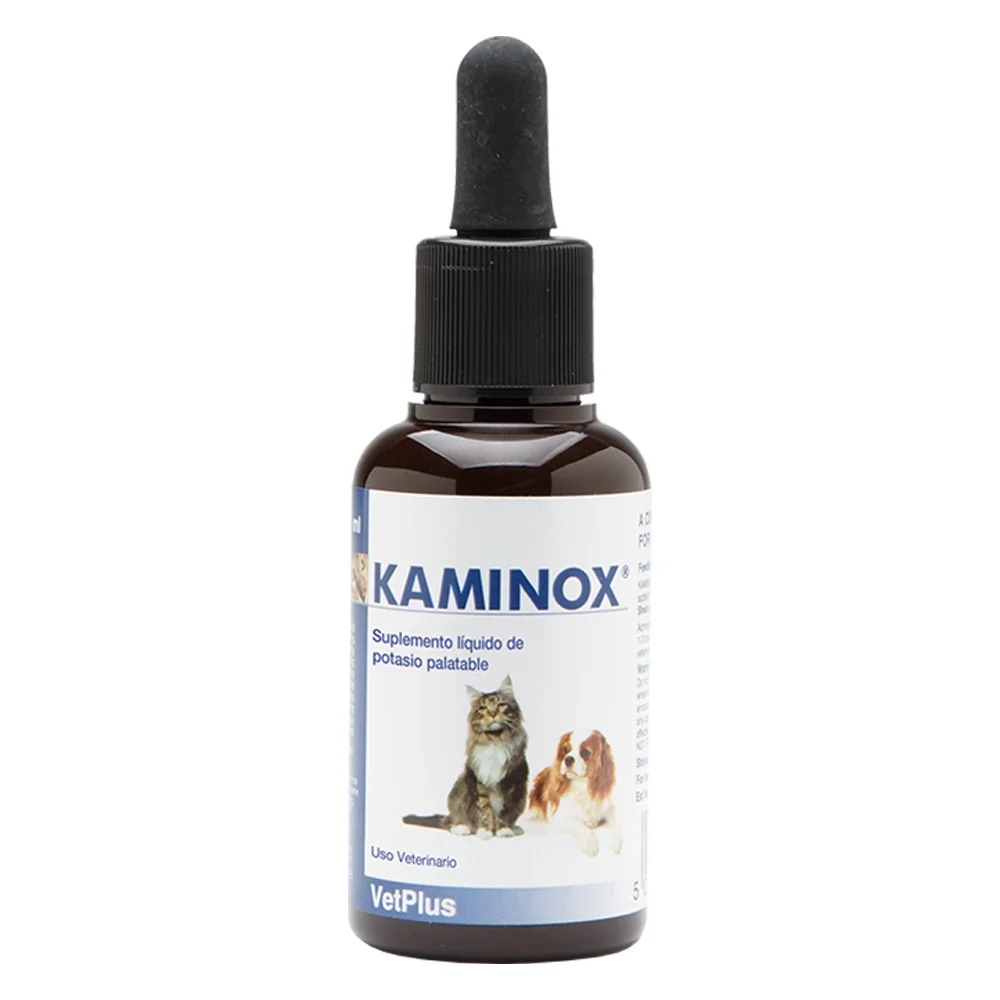 VetPlus - Kaminox 120 ml Suplemento Esencial de Potasio para Función Renal Canina y Felina".