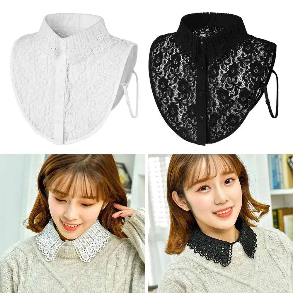 New Fashion Detachable Fake Collar Lace White Black False Collar Lapel Collar Women Girls DIY Apparel Accessories