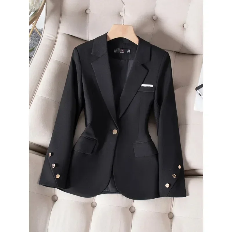 Blazer formel à manches longues pour femmes, vêtements de travail d'affaires, veste pour femmes, orange, noir, mode féminine, dames de bureau, automne, hiver