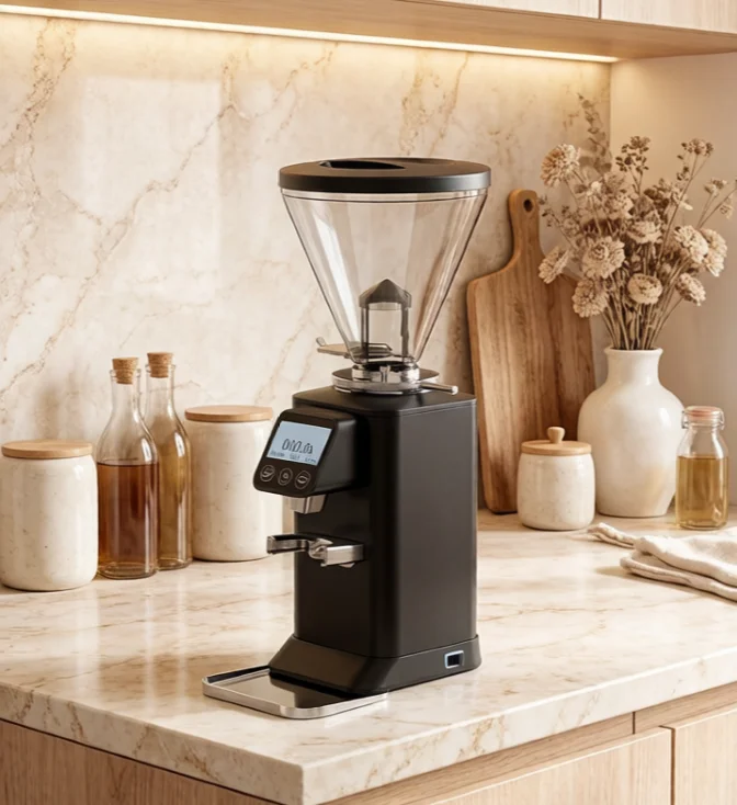 Commercial Electric Coffee Grinder Machine With Conical Burr ABS Plastic Housing Touch Control For Hotel & Houseuse Use