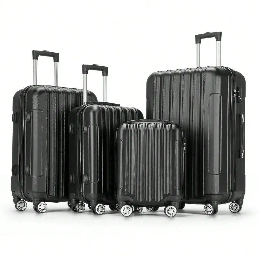 16" 20" 24" 28" 4x bagageset hardside handbagage met TSA-slot zwart