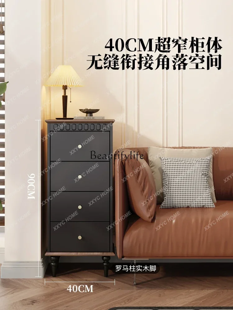 A Medieval style four-chest cabinet living room ultra-narrow crack 30CM extremely narrow storage cabinet