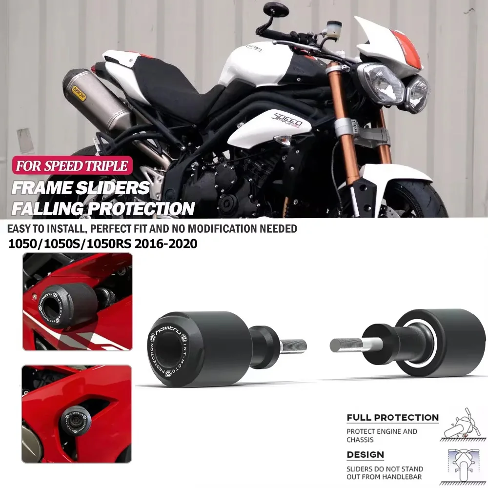 Motorcycle CNC Frame Sliders For Speed Triple 1050 1050S 1050RS 2016-2020 Crash Pad Falling Protection Fairing Crash Guard