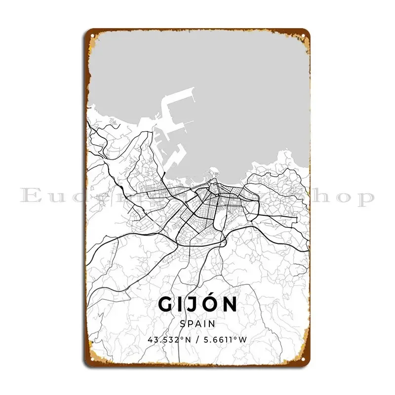 Placa de Metal de Gijon España, placas de Pub oxidadas, cartel de estaño para Bar de diseñador