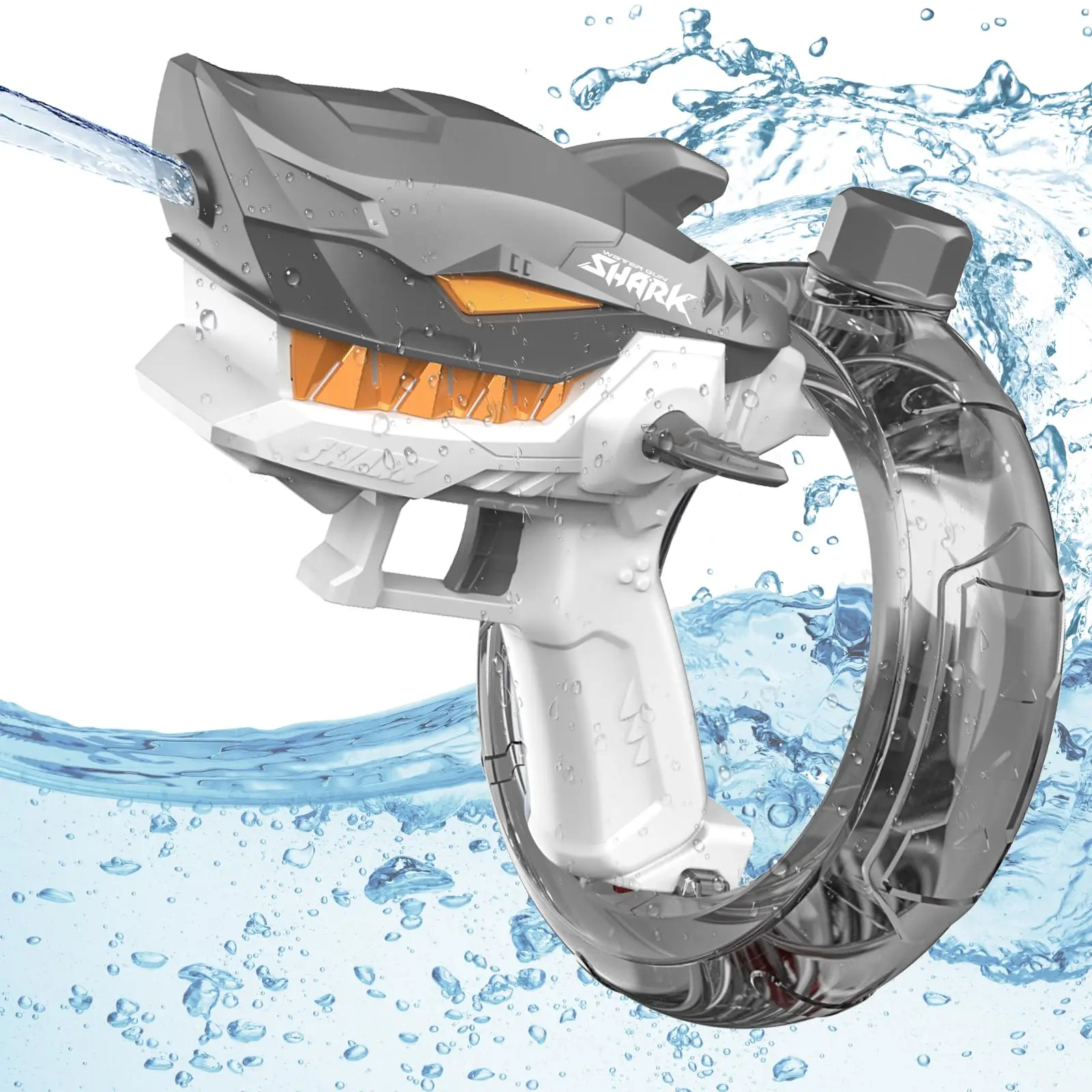 Summer Electric Water Gun Cool Shark Gun Powerful Large Capacity Splashing Blaster Sprinkler Shooting Outdoor Toys for Boys