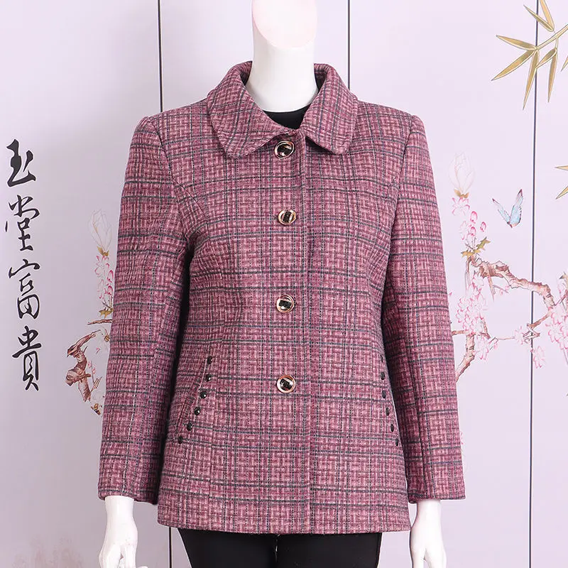 Mom clothing middle-aged and elderly women's clothing autumn clothing woolen jacket old lady autumn and winter thickened