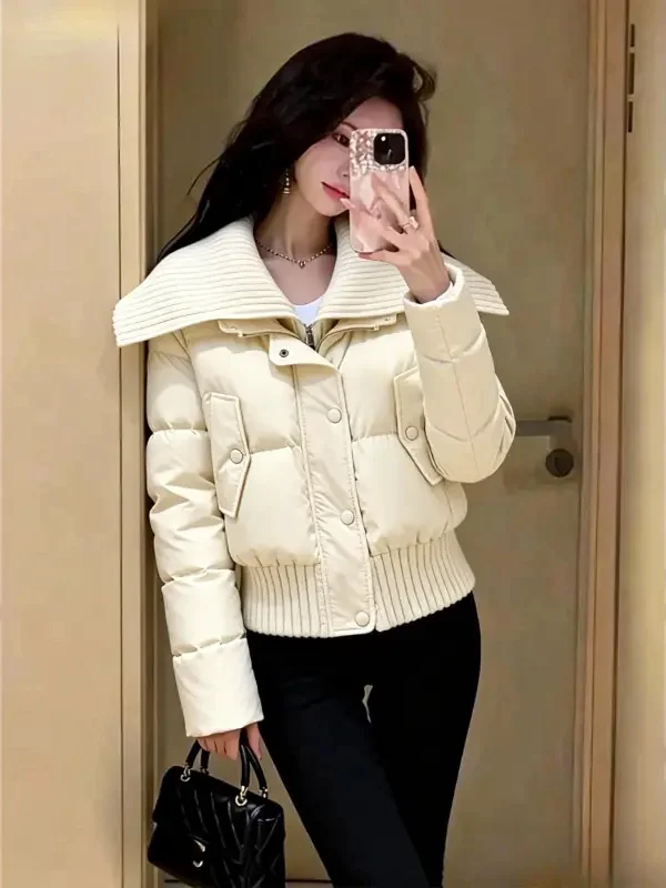 

Chic ort Cotton Jaet Women's Winter 2025 New Splice Collar Design Small Size Quilted Outerwear Korean Sle Loose Fit