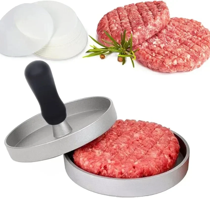 

Hamburger Press Patty Maker Burger Press Burger Smasher Mold with 100 Wax Patty Paper, Sausage Patties Patty Burger Maker